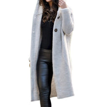Load image into Gallery viewer, Autumn Button Women Cardigan Coat Solid Hooded