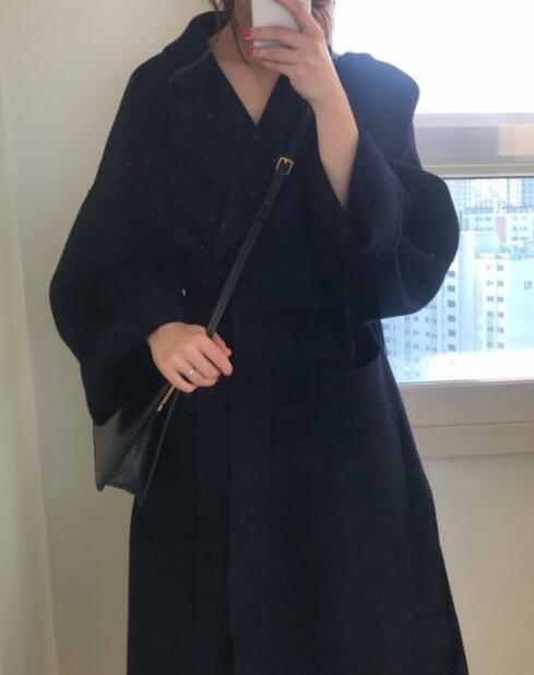 yellow Elegant Winter wool Overcoat Long Bandage Woolen Coat