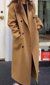 Autumn Winter Double Breasted Long Wool Coat